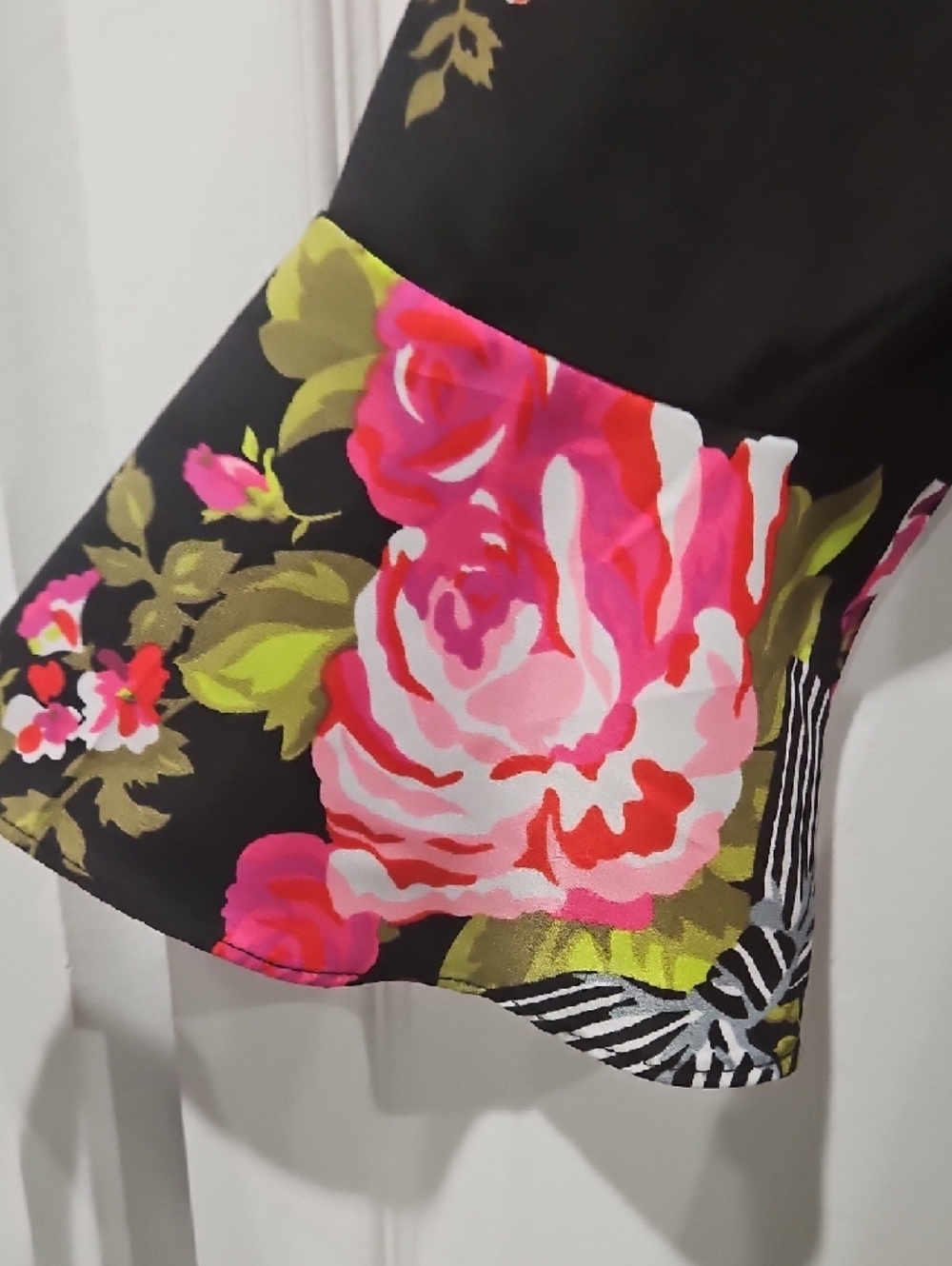 Betsey Johnson 50th Anniversary Black Dress with Pink and Green Floral Print - Picture 10 of 11